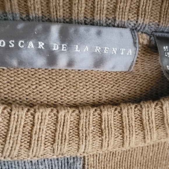 Oscar de la Renta Mens Crew Neck Sweater Browns Grays Colorblock XL. - Picture 5 of 7